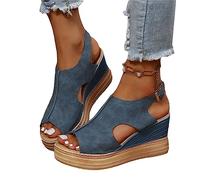 EGSDMNVSQ Sandali con Tacco Sandali da Donna Piattaforma Zeppa Peep Toe Scarpe da Spiaggia Sandali Romani Scarpe estive con Paillettes Moda Muli