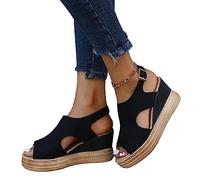 EGSDMNVSQ Sandali con Tacco Sandali da Donna Piattaforma Zeppa Peep Toe Scarpe da Spiaggia Sandali Romani Scarpe estive con Paillettes Moda Muli