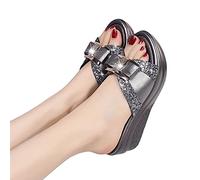 EGSDMNVSQ Sandali Sandali con Tacco A Zeppa da Donna Eleganti Infradito Scarpe Peep Toe Pantofola Piattaforma Pantofole con Zeppa con Paillettes Sandali da Spiaggia Ciabatte Antiscivolo Scarpe Estive