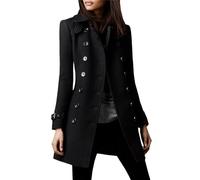 EGSDMNVSQ Trench Donna Cappotto in Lana con Risvolto con Doppia Fila di Bottoni Caldo Parka Cappotto Invernale Lungo Antivento a Maniche Lunghe con Colletto Rovesciato Giacca Giacca Slim Fit Outwear
