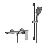 EGSO Rubinetto Doccia a Muro Rubinetti Cascata, Rubinetto vasca da bagno con doccetta 3 funzioniin Ottone con 1.5 m Flessibile, miscelatore per doccia per bagno (Grigio)