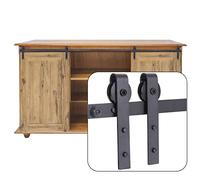 EGTink 180CM/6FT Kit di guide per mini ferramenta, guida per porte scorrevoli di armadi, sistema di porte scorrevoli a rullo per armadietti, unità TV e ripostigli(Porta doppia)