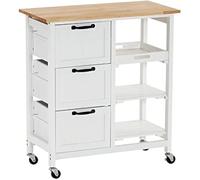 EGUIAS Carrello da bar Carrello Carrello portaoggetti da cucina con ruote con 3 cassetti Supporti a 3 livelli Carrello bar di servizio Bar caffetteria Piccola cucina Microonde