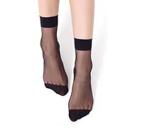 Egurs 10 Pairs Calze Elastiche Trasparenti Trasparenti in Cristallo per Donna Calze estive morbide Nere