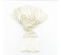 Egurs 100 nappe di seta da 8 cm con cavo da 5 cm, fatti a mano, piccola nappa, portachiavi fai da te, nappe per la produzione di gioielli, souvenir, segnalibri, accessori fai da te, colore beige