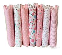 Egurs 7 Pezzi Diversi Modelli Rosa Serie 100% Cotone Patchwork Tessuto Bundle per Fai da Te Artigianale Fatto a Mano 25 * 25