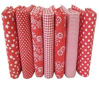 Egurs 7 pz/Lotto Rosso 100% Cotone Tessuto per Cucire Fat Quarter Quilting Patchwork Tessuto Tilda Bambola di Stoffa per Bambini Biancheria da Letto Tessile 25 * 25
