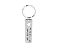 Egurs Portachiavi Tone Argento Ovunque tu vada, Torna da Me Portachiavi per Moglie Marito Fidanzato Fidanzata Regalo (Wherever You Go, Come Back to Me)