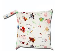 Egurs Wetbag - Borsa fasciatoio impermeabile riutilizzabile Zoo + lettere M = 30 x 28 cm