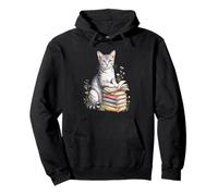 Egyptian Mau Cat Bookworm Flowers Book Reading Books Felpa con Cappuccio
