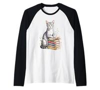 Egyptian Mau Cat Bookworm Flowers Book Reading Books Maglia con Maniche Raglan
