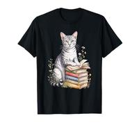 Egyptian Mau Cat Bookworm Flowers Book Reading Books Maglietta