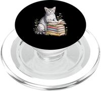 Egyptian Mau Cat Bookworm Flowers Book Reading Books PopSockets PopGrip per MagSafe