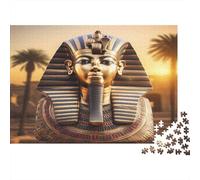 Egyptian Pharaoh-Ancient Royal Statue Adult Jigsaw Puzzles Pharaoh Bust with Palms for The Whole Family Women Gifts for Men 52x38cm/1000pcs
