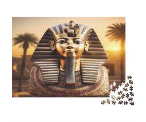 Egyptian Pharaoh-Ancient Royal Statue Adult Jigsaw Puzzles Pharaoh Bust with Palms for The Whole Family Women Gifts for Men 52x38cm/1000pcs