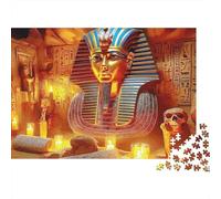 Egyptian Pharaoh Mask Jigsaw Puzzle Educational Game: Golden Pharaoh Mask in Temple for Adults Teens Age 12 Years Up 70x50cm/1000pcs