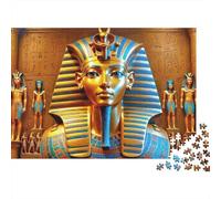 Egyptian Pharaoh Statue 1000 Pc Primo Piano Maschera Tutankhamon Puzzle Set Rilassante Antistress Cartone Riciclato Decorazione Parete Regalo Amanti Puzzle 38x26cm