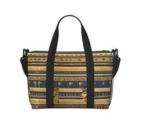 Egyptian Pharaonic Frescoes - Borsa da viaggio da donna, borsa casual con cerniera, adatta per lavoro, viaggi, fitness, viaggi, colore nero, taglia unica