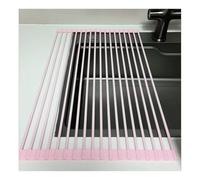 EGZASDI asciugapiatti avvolgibile, Scolapiatti Arrotolabile Espandibile Pieghevole 43/52 cm Multicolor(Pink,43x33cm/16.9x13.0in)