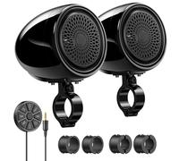 Ehaho 600W Altoparlanti per Moto Bluetooth, Stereo Impermeabile da 4'' con Amplificatore Integrato, Bassi Potenti, USB, Telecomando Cablato, Montaggio Universale da 1,9-3,2 cm per Harley, ATV