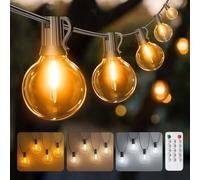 Ehaho Luci a festone dimmerabili da 30 m, per esterni, bianco caldo neutro freddo, dimmerabili, luci G40 per esterni, con 50+4 pezzi, luci da giardino impermeabili IP65, per giardino, patio, terrazza,