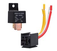 Ehdis 1 Pezzi Relè Universale con Imbracatura di Socket 4 Pin 80A 12V On/off normalmente Aperto SPST 4 Contatti Relè per Heavy Duty Auto, Camion, Motociclo, Barca