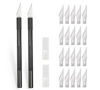 EHDIS 2 pezzi Cutter Precisione con 20 lame, coltello artigianale, coltello hobby, coltello da intaglio, taglierino per lavoro artistico fai da te taglio, scultura, pellicola per vetri, nero