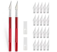EHDIS 2 pezzi Cutter Precisione con 20 lame, coltello artigianale, coltello hobby, coltello da intaglio, taglierino per lavoro artistico fai da te taglio, scultura, pellicola per vetri, rosso