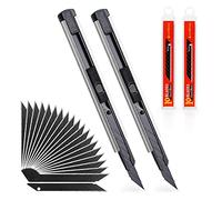 EHDIS 2 pezzi Taglierino Cutter Professionale 9mm con 20 Lame a Scatto, Taglierini Retrattili, con Corpo in Alluminio, Taglierino Multiuso Autobloccante, per Tagli di Precisione, Argento