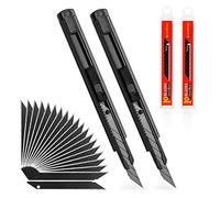 EHDIS 2 pezzi Taglierino Cutter Professionale 9mm con 20 Lame a Scatto, Taglierini Retrattili, con Corpo in Alluminio, Taglierino Multiuso Autobloccante, per Tagli di Precisione, Nero