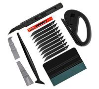 Ehdis Kit di Attrezzi di Installazione di pellicole per vetri per Auto: tergipavimento in Feltro, taglierina Zippy, Coltello Multiuso, spatole Mini Stick e Go Angolo, Nero