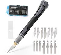 EHDIS Kit di Taglierino di Precision de 16 Pezzi, Cutter Precisione con 5 Lame Diversi di 14 Lame di Ricambio, Coltelli di Precisione, per Arte, Hobby, Album e Sculture, Grigio