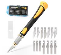 EHDIS Kit di Taglierino di Precision de 16 Pezzi, Cutter Precisione con 5 Lame Diversi di 14 Lame di Ricambio, Coltelli di Precisione, per Arte, Hobby, Album e Sculture, Giallo