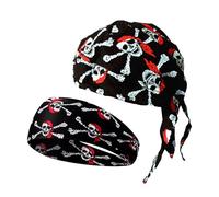 EHDWXVZM 1 bandana da donna, 1 fascia da pirata, in cotone, berretto sportivo con cappuccio, Nero , Taglia unica