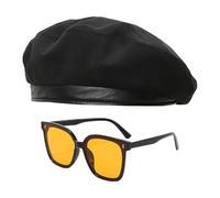 EHDWXVZM 1 Berretto Nero, 1 Occhiali, Berretto da Uomo, Berretto da Donna, Berretto Militare, Berretto da Battesimo