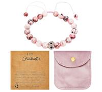 EHDWXVZM 1 braccialetto da calcio turchese con 1 biglietto di auguri, 1 sacchetto di gioielli, braccialetto turchese con motivo rosso, regalo di calcio per amicizia