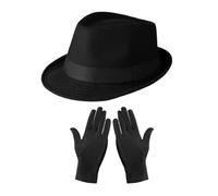 EHDWXVZM 1 Cappello da Uomo, 1 Paio di Protezioni per Le Dita, Bombetta, Cappello Jazz da Uomo, Cappello in Feltro da Uomo, Cappello A Tesa Corta