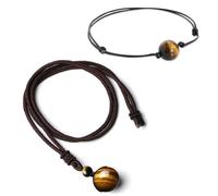 EHDWXVZM 1 Collana di Pietra Occhio di Tigre, 1 Braccialetto di Pietra Occhio di Tigre, Collana da Uomo, Gioielli con Ciondolo in Pietra Rotonda da Donna, Braccialetto Regolabile