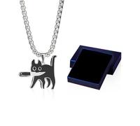 EHDWXVZM 1 collana per gatti con coltello nero, 1 portagioie, collana con ciondolo per gatti, collana in metallo personalizzata, accessorio di moda versatile, regalo per gli amanti dei gatti