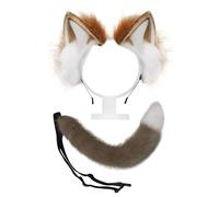 EHDWXVZM 1 fascia per orecchie di gatto, 1 coda, copricapo di gatto, ciondolo con coda di peluche, accessori per costumi, set di costumi per gatti