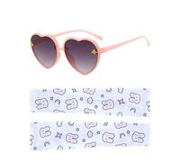 EHDWXVZM 1 paio di occhiali da sole per bambini, 1 paio di maniche di ghiaccio, occhiali rosa a forma di cuore, accessori estivi all'aperto, protezione solare.