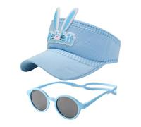 EHDWXVZM 1 paio di occhiali da sole per bambini e 1 cappello da sole per bambini, occhiali da sole per bambini, cappello cavo, simpatico cappello da sole, accessori per esterni, prodotti solari (blu),