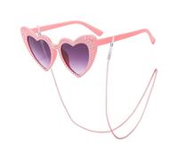 EHDWXVZM 1 paio di occhiali dell'amore, 1 pezzo di catenella per occhiali, occhiali da sole da festa, occhiali a forma di cuore tempestati di diamanti, accessori per foto di feste
