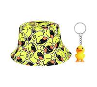 EHDWXVZM 1 Piccolo Cappello Da Anatra Giallo E 1 Portachiavi, Cappello Da Pesca Estivo, Cappello Da Sole Giallo, Cappello Da Sole Pieghevole, Cappello A Secchio.