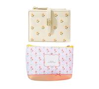 EHDWXVZM 1 portafoglio con fiori in pelle e 1 portamonete con fiori, portafoglio corto, portafoglio carino, portafoglio da donna, porta carte multifunzionale, mini custodia