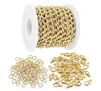 EHDWXVZM 1 Rotolo di Catene per creazione di Gioielli, 50 Pezzi di Fermagli per Aragosta, 50 Pezzi di Anelli, Catene per Borse, Catene per Gioielli, Catene Decorative