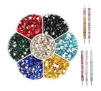 EHDWXVZM 1 Scatola di Adesivi di Strass E 5 Pezzi di Penne per Trapano A Punti, Accessori per Abbigliamento Fai -da -Te, Decorazioni Creative, Possono Essere Utilizzate in Vestiti, Cappelli, Borse.