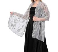 EHDWXVZM 1 scialle con paillettes, abito da sposa, scialle per abito da sera, scialle cheongsam per cena, scialle floreale scintillante, sciarpa scialle da donna, adatto per la cena di nozze