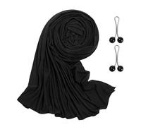 EHDWXVZM 1 sciarpa hijab da donna, 2 clip per sciarpa in seta, fazzoletto da preghiera, fazzoletto estivo, Nero , Taglia unica