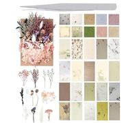 EHDWXVZM 1 Set di Materiali Floreali Secchi, con 1 Pezzo di Pinzette E 60 Pezzi di Carta retrò, Materiali per Artigianato Fai -da -Te, Candele E Decorazioni.